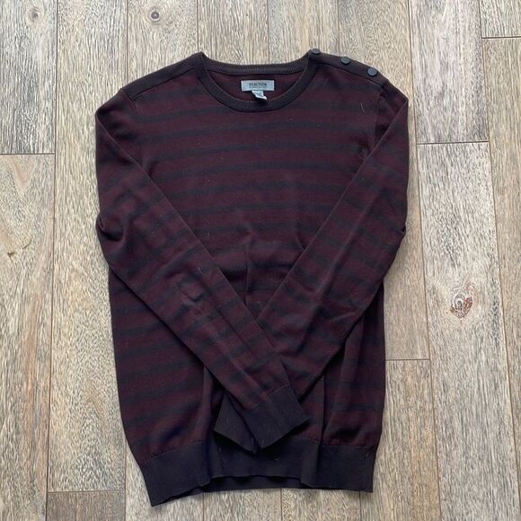 Kenneth Cole Reaction Striped Maroon & Black Sweater M - Picture 1 of 4